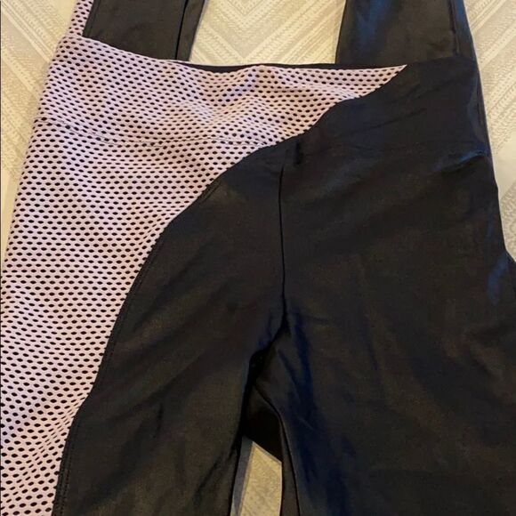 Koral Black Leggings with Light Pink Mesh Panel - Picture 2 of 7